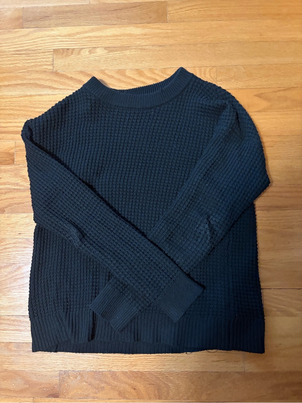 Time and Tru Women's Black Textured Crewneck Sweater